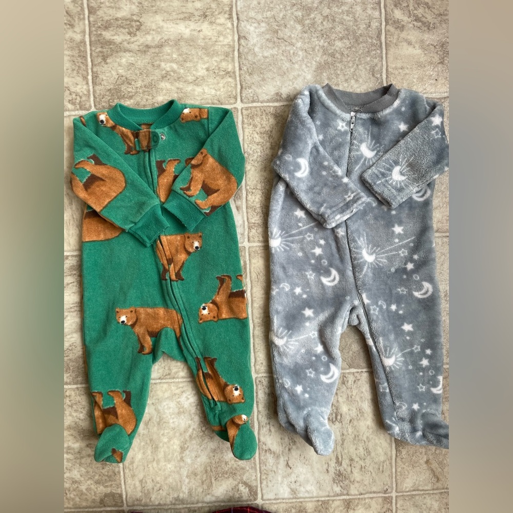 Set of Fleece Footy Baby Pajamas